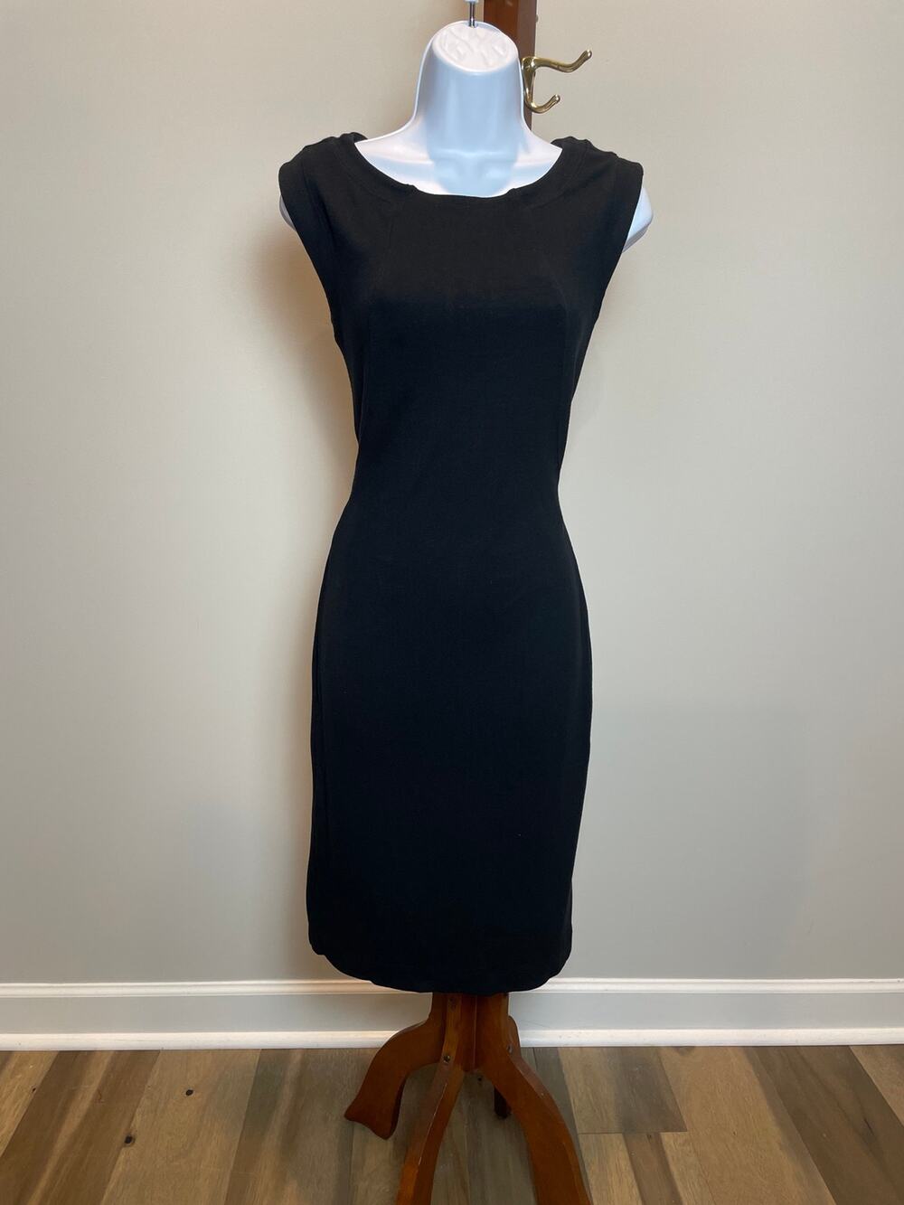 Ann Taylor Sleeveless Sheath Dress 4 Black Cotton Blend